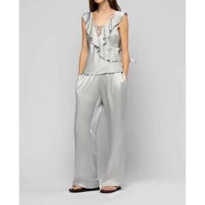 NEW MAX&MOI barabelle silk wide leg pants in grey